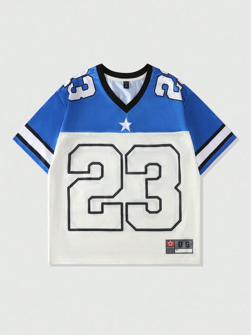 '23' V-Neck Oversized T-Shirt | Graphic Print