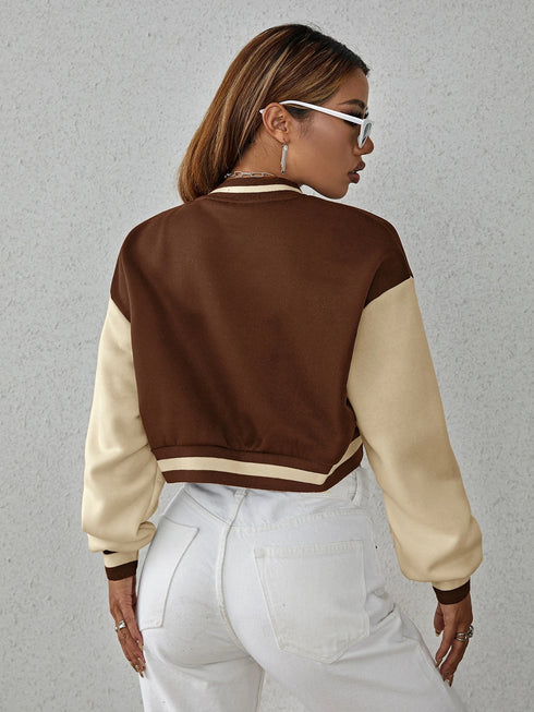 Contrast Bomber Cardigan | Cropped