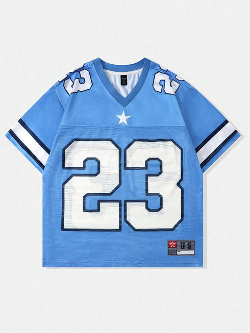 '23' V-Neck Oversized T-Shirt | Graphic Print