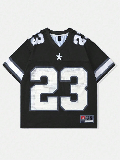 '23' V-Neck Oversized T-Shirt | Graphic Print