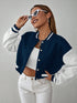 Contrast Bomber Cardigan | Cropped