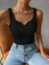 Notched Detail Crop Tank Knit Top