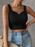 Notched Detail Crop Tank Knit Top