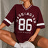 '86' V-Neck Contrast Oversized T-Shirt | Graphic Print