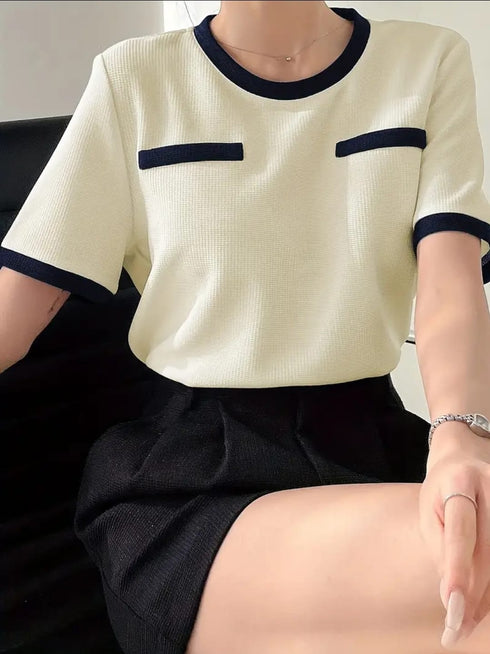 Color Block Contrast Top | Ribbed