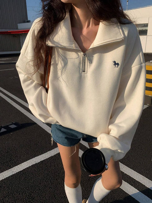 Half-Zip Collared Sweatshirt | Printed