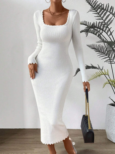 Lace Square Neck Dress