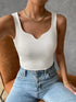 Notched Detail Crop Tank Knit Top