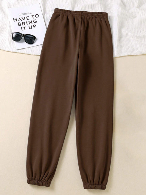 Women's Solid Color Drawstring Waist Sweatpants