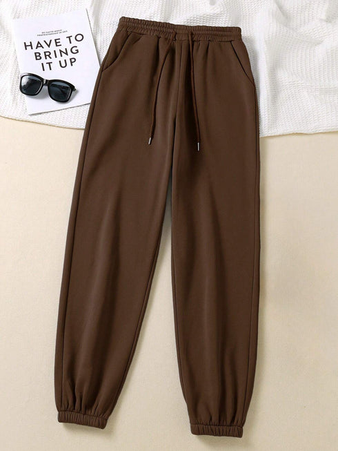 Women's Solid Color Drawstring Waist Sweatpants