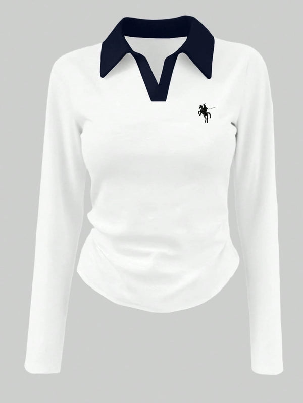 V-Neck White Polo | Full