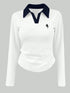 V-Neck White Polo | Full