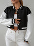 Contrast Bomber Cardigan | Cropped