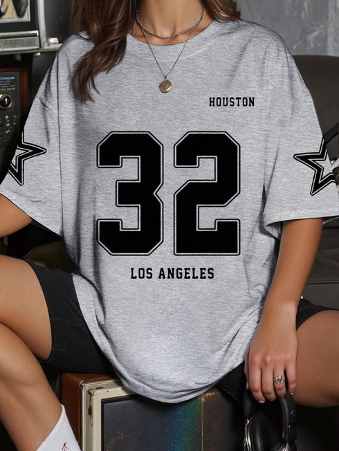 '32' Round-Neck Oversized T-Shirt | Graphic Print