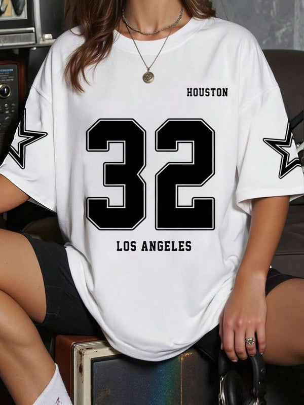 '32' Round-Neck Oversized T-Shirt | Graphic Print