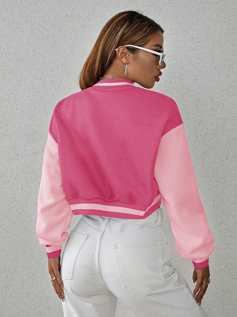 Contrast Bomber Cardigan | Cropped