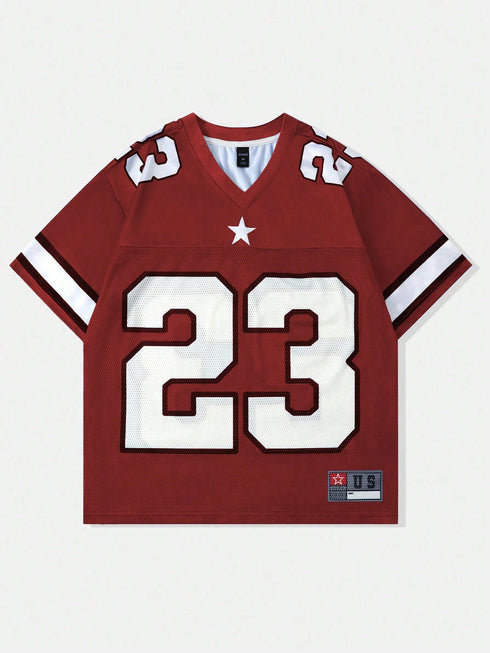 '23' V-Neck Oversized T-Shirt | Graphic Print