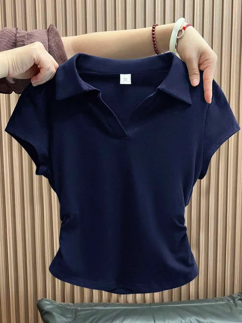 V-Polo Side Stretch | Ribbed