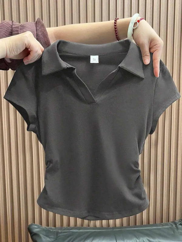 V-Polo Side Stretch | Ribbed