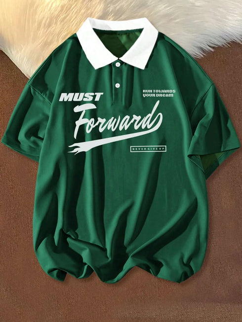 Contrast V-Neck Oversized T-Shirt | Graphic Print