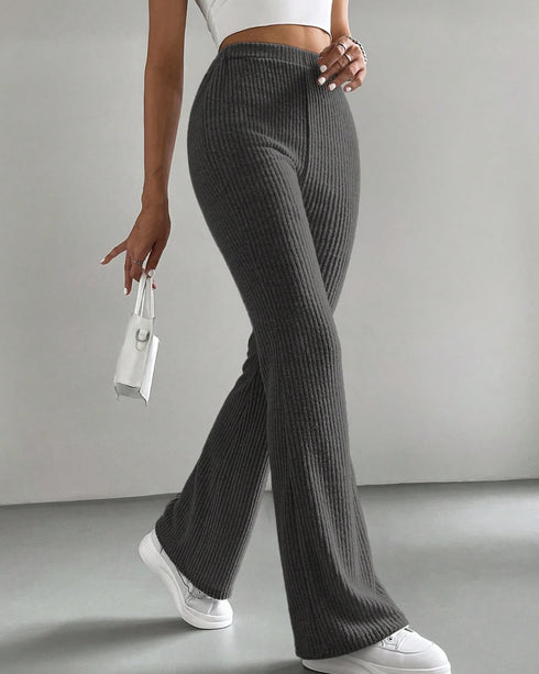 Wide Leg Trouser | Ribbed