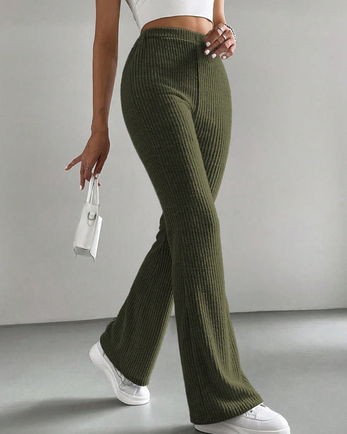 Wide Leg Trouser | Ribbed