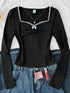Lace Heartneck Boe Fruched Top