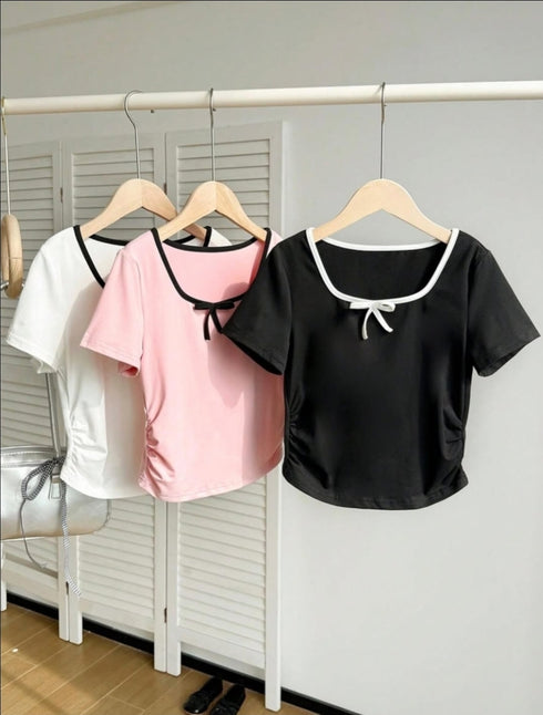 Boe Contrast Scoop Neck Top | Ribbed