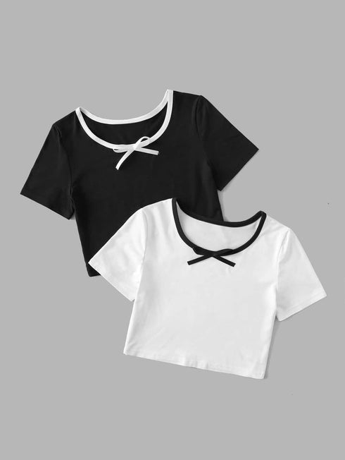 Boe Contrast Scoop Neck Top | Ribbed