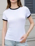 Contrast Binding Round Neck Tee Graphic Tees Women Tops