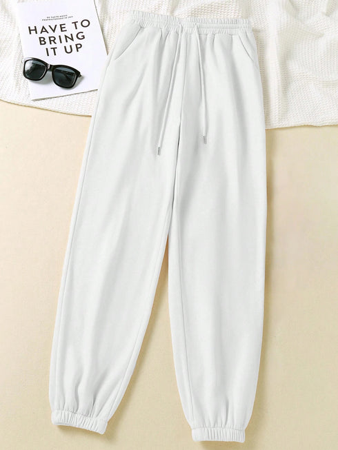 Women's Solid Color Drawstring Waist Sweatpants